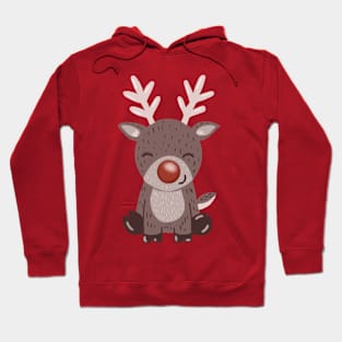 Cute Christmas Reindeer Rudolph Holiday Hoodie